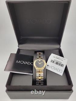 $1095 MSRP Movado Women's Juro Two Tone Black Dial Swiss Watch 0607445 NEW