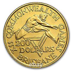 1982 Australia Gold $200 Commonwealth Games BU/Proof