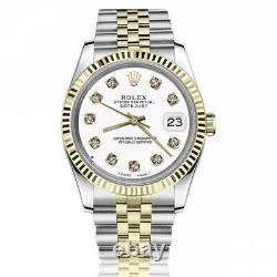 1987 Rolex Datejust 36mm White Diamond Dial Fluted Bezel Two Tone Jubilee Watch