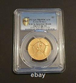 1996 £2 Mule Flat Error Football Gold Proof Two Pounds Double Sovereign Pcgs