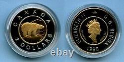 1996 Gold Proof Polar Bear $2 Coin Canada Ltd 5000 Rcm Coa + Box 2 Dollar Cn Prf