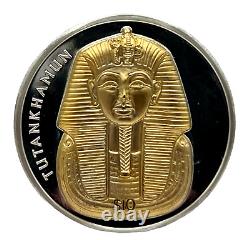 2023 Sierra Leone King Tut's Tomb Gold Gilt Proof UHR 2 oz Silver Coin Minted 45