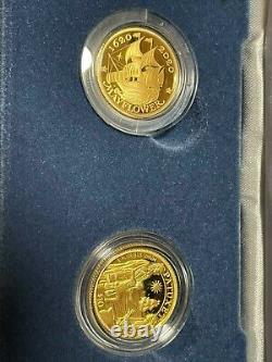 400th Anniversary of the Mayflower Voyage Two-Coin Gold Proof Set In Hand