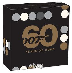 60 YEARS OF BOND 2022 2oz $2 SILVER PROOF GILDED GILT COIN James 007