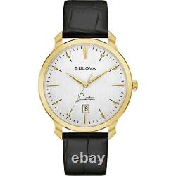 Bulova 97B204 Men's Frank Sinatra Classic Gold Tone Watch Black Pre Owned