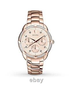Bulova Women's Quartz Diamond Accents Rose Gold-Tone 36mm Watch 98R178