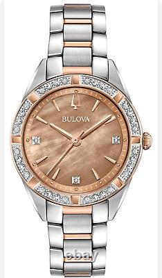 Bulova Women's Sutton Diamond Accent Quartz Brown Dial Band Watch 32MM 98R264