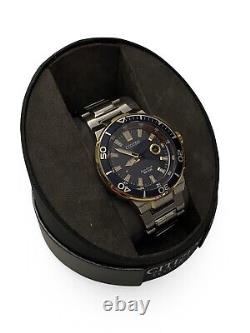 CITIZEN Eco-Drive WR200 Two-Tone Stainless Steel & Gold Men's Watch with Blue Dial