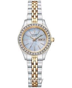 Citizen Quartz Womens Crystal Accent Two Tone Bracelet Watch Eq0539-56y
