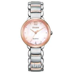 Citizen Women's Rose Gold Eco-Drive Stainless Steel Watch EM0926-55Y NEW
