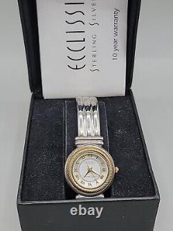 Ecclissi Sterling Silver 3010 Ladies Quartz Watch 6.5 925 Band 26mm Two Tone