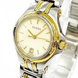 Excellent Gucci 9040L Quartz Cream Dial Two Tone Women Quartz Watch A77