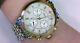Great Pre-owned Michelle Chronograph Two Tone Watch Gold/silver With 9 Diamonds