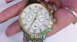 Great Pre-Owned Michelle Chronograph Two Tone Watch Gold/Silver with 9 Diamonds