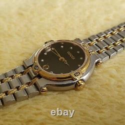 Gucci 9000L 18K Gold Plated Two tone Women's Watch With Diamond Markers (NR956)