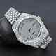 Men's White Gold Stones Stainless Steel Simulated Diamonds Capricious Watch 40mm