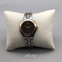 Movado Museum Watch Women Tri Color Silver Gold Tone New Battery 6.25