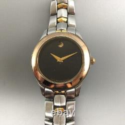 Movado Museum Watch Women Tri Color Silver Gold Tone New Battery 6.25
