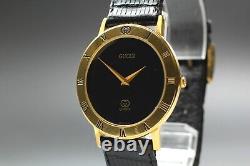 New Battery? NEAR MINT? Gucci 3001M Rome Shelly Quartz 18k Gold Men's Watch