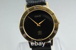 New Battery? NEAR MINT? Gucci 3001M Rome Shelly Quartz 18k Gold Men's Watch