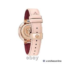 New Bulova Women's Rubaiyat Rose Gold Case Pink Leather Watch 98R267