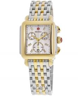 New Michele Deco Two-Tone 18K Gold Diamond Dial Women's Watch MWW06A000779