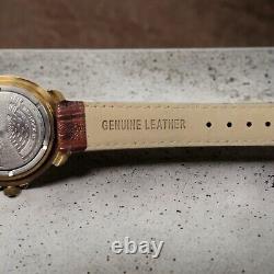 New Vintage Vostok Watch Men Gold Tone Hologram Dial Alligator Leather Russia