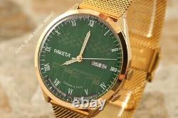 RAKETA cal. 2628 Gold plated NOS Russian USSR Perpetual & double calendar watch