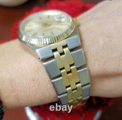Rare Bird 36mm Rolex Oyster Perpetual Datejust 1630 Automatic Two Tone SS Gold