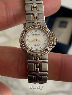 Raymond Weil Women's Parsifal Wrist Watch 9990 Two Tone 18K Gold Diamond Bezel