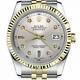 Rolex 1984 Datejust 36mm Silver Baguette Diamond Dial Automatic Two Tone Watch