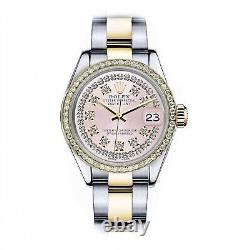 Rolex Datejust 26 MM Pink String Diamond Dial Two Tone Oyster Watch
