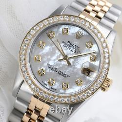 Rolex Datejust 31mm White Pearl Dial Diamond Bezel Two Tone Jubilee Watch