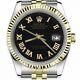 Rolex Datejust 36 Mm Black Roman Numeral Dial Jubilee Band Two Tone Watch