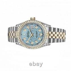 Rolex Datejust 36 MM Blue Jubilee Dial Diamond Bezel/lugs Two Tone Watch
