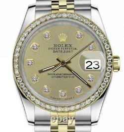 Rolex Datejust 36 MM Champagne Dial Diamond Bezel Two Tone Watch