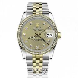 Rolex Datejust 36 MM Champagne Dial Diamond Bezel Two Tone Watch