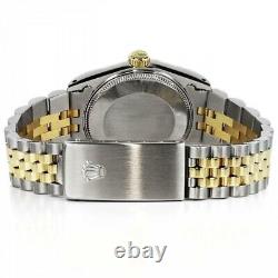 Rolex Datejust 36 MM Glossy Pink Flower Dial Diamond Bezel/lugs Two Tone Watch