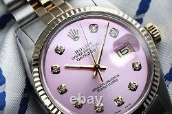 Rolex Datejust 36 MM Metallic Pink Diamond Dial Jubilee Band Two Tone Watch