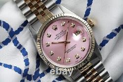 Rolex Datejust 36 MM Metallic Pink Diamond Dial Jubilee Band Two Tone Watch