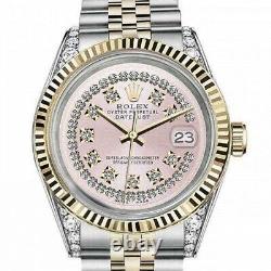 Rolex Datejust 36 MM Pink Dial Diamond Lugs Two Tone Jubilee Band Watch
