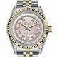 Rolex Datejust 36 Mm Pink Dial Diamond Lugs Two Tone Jubilee Band Watch