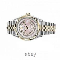 Rolex Datejust 36 MM Pink Dial Diamond Lugs Two Tone Jubilee Band Watch
