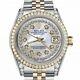 Rolex Datejust 36 Mm White Pearl Dial Diamond Bezel/lugs Two Tone Watch