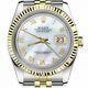 Rolex Datejust 36 Mm White Pearl Roman Numeral Dial Jubilee Band Two Tone Watch