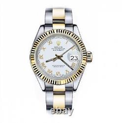 Rolex Datejust 36 MM White Roman Numeral Dial Oyster Band Two Tone Watch