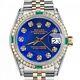 Rolex Datejust Emerald 31mm Blue Pearl Dial Diamond Bezel/lugs Two Tone Watch