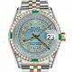 Rolex Datejust Emerald Midsize Ice Blue Dial Two Tone Diamond Watch