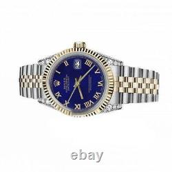 Rolex Datejust Ladies Diamond Lugs Blue Roman Dial 26mm Two Tone Watch