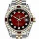 Rolex Datejust Ruby 36 Mm Red Vignette Dial Diamond Bezel/lugs Two Tone Watch
